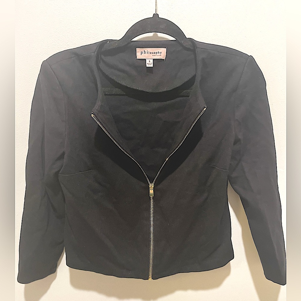 Philosophy Black Top Zipper Closure Jacket